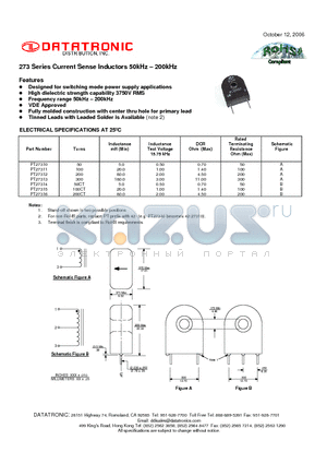 PT27312 datasheet - Current Sense Inductors 50kHz - 200kHz