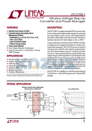 LTC3588-1 datasheet - Ultralow Voltage Step-Up Converter