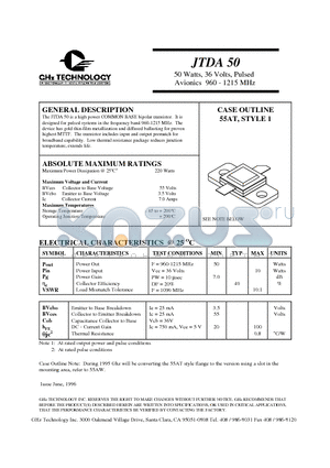 JTDA50 datasheet - High power COMMON BASE bipolar transistor.