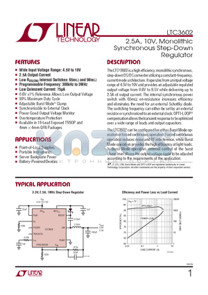 LTC3602EFE-PBF datasheet - 2.5A, 10V, Monolithic Synchronous Step-Down Regulator