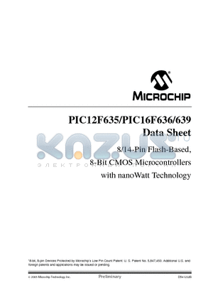 PIC12F635 datasheet - 8/14-PIN FLASH-BASED, 8-BIT CMOS MICROCONTROLLERS WITH NANOWATT TECHNOLOGY