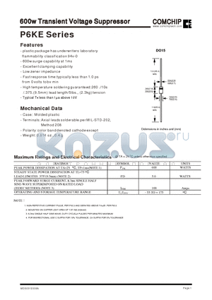 P6KE11 datasheet - 600w Transient Voltage Suppressor