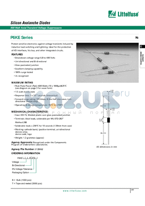 P6KE11 datasheet - Silicon Avalanche Diodes - Silicon Avalanche Diodes