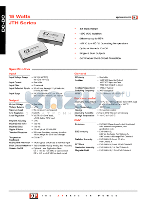 JTH1524S15 datasheet - DC-DC Power Supplies