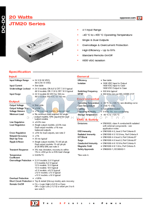 JTM2048D12 datasheet - DC-DC Power Supplies
