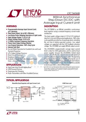 LTC3606BEDDTRPBF datasheet - 800mA Synchronous Step-Down DC/DC with Average Input Current Limit