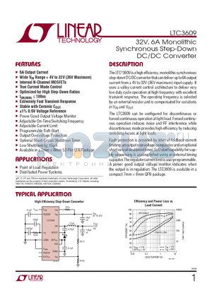 LTC3609IWKG-PBF datasheet - 32V, 6A Monolithic Synchronous Step-Down DC/DC Converter