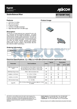 MY76H datasheet - Double-Balanced Mixer