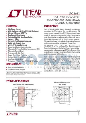 LTC3611IWP-TRPBF datasheet - 10A, 32V Monolithic Synchronous Step-Down DC/DC Converter
