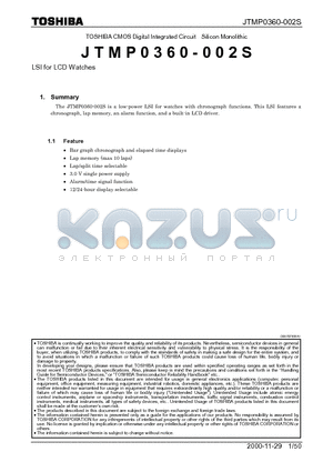 JTMP0360-002S datasheet - LSI for LCD Watches