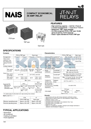 JTN1ASPADC6V datasheet - COMPACT ECONOMICAL 30 AMP. RELAY