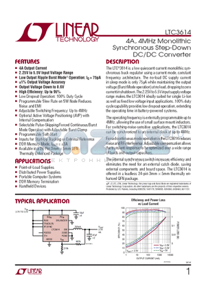 LTC3614IUDD-TRPBF datasheet - 4A, 4MHz Monolithic Synchronous Step-Down DC/DC Converter