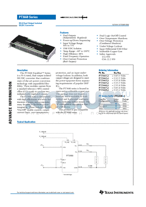 PT3667 datasheet - 30-A Dual Output Isolated DC/DC Converter