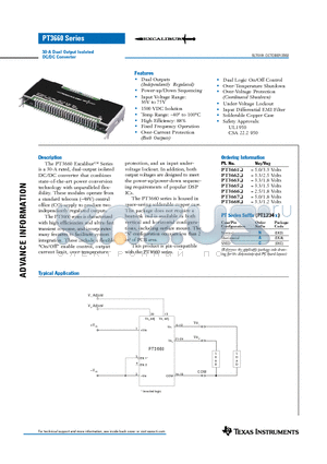 PT3668 datasheet - 30-A Dual Output Isolated DC/DC Converter