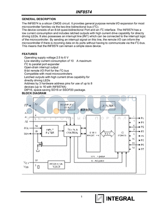 INF8574 datasheet - silicon CMOS circuit