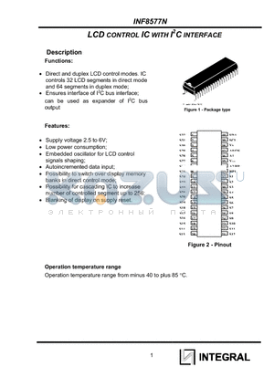 INF8577N datasheet - LCD CONTROL IC WITH I2C INTERFACE