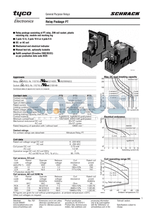 PT3S7RC4 datasheet - Relay package consisting of PT relay, DIN-rail socket, plastic