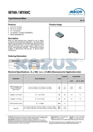 MY89C datasheet - Triple-Balanced Mixer