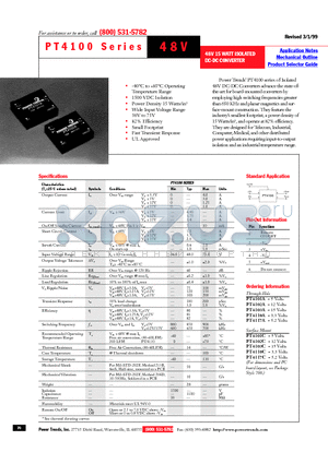 PT4101C datasheet - 48V 15 WATT ISOLATED DC-DC CONVERTER