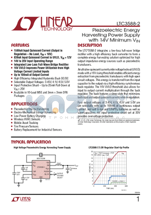 LTC3631 datasheet - Piezoelectric Energy Harvesting Power Supply with 14V Minimum VIN
