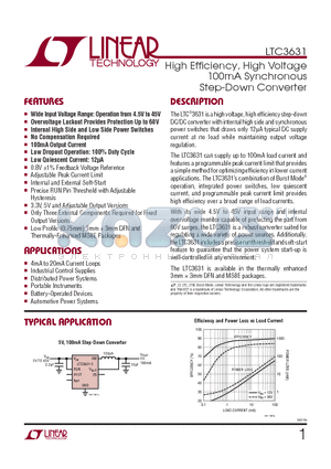 LTC3631EDD-5-TRPBF datasheet - High Effi ciency, High Voltage 100mA Synchronous Step-Down Converter