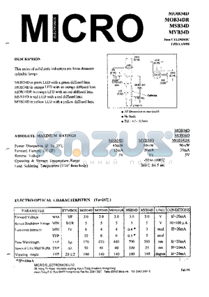 MYB34D datasheet - 3mm CYLINDRIC LED LAMPS