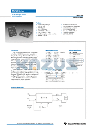 PT4140 datasheet - 20-W 24-V Input Isolated DC/DC Converter