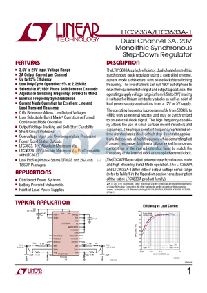 LTC3633A-1 datasheet - Dual Channel 3A, 20V Monolithic Synchronous Step-Down Regulator