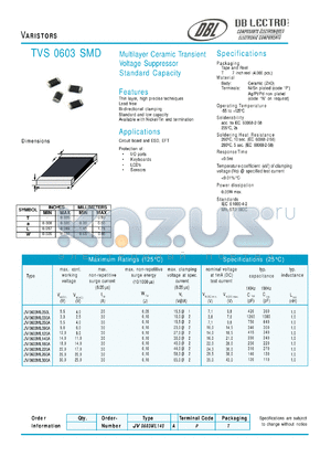 JV0603ML090A datasheet - VARISTORS (Multilayer Ceramic Transient Voltage Suppressor Standard Capacity)