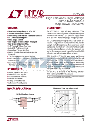 LTC3642EDD-PBF datasheet - High Effi ciency, High Voltage 50mA Synchronous Step-Down Converter