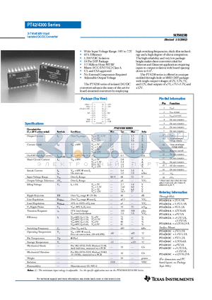 PT4200 datasheet - 3-7 Watt 48V-Input Isolated DC/DC Converter