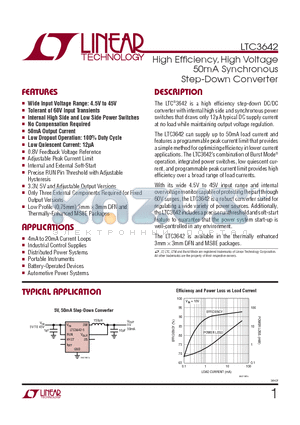 LTC3642IDD-5-PBF datasheet - High Effi ciency, High Voltage 50mA Synchronous Step-Down Converter