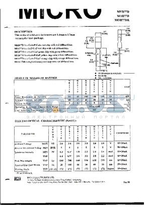 MYB77D datasheet - SOLID STATE INDICATORS ARE 1.4mm x 3.7mm RECTANGULAR BARS PACKAGE