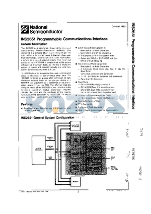 INS2651N datasheet - PROGRAMMABLE COMMNICATIONS INTERFACE