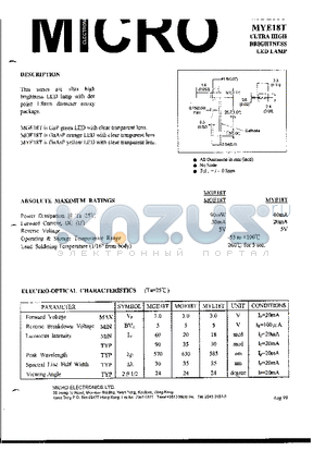 MYE18T datasheet - ULTRA HIGH BRIGHTNESS LED LAMP