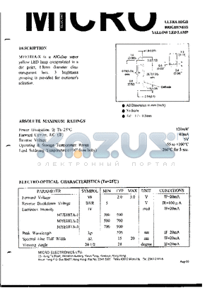 MYE18TA-1 datasheet - ULTRA HIGH BRIGHTNESS YELLOW LED LAMP