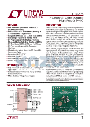 LTC3675 datasheet - 7-Channel Confi gurable High Power PMIC