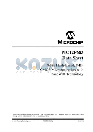 PIC12F683 datasheet - 8-Pin Flash-Based, 8-Bit CMOS Microcontrollers with nanoWatt Technology