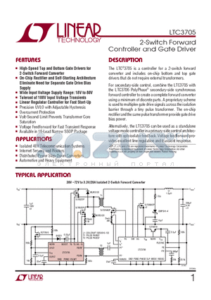 LTC3705EGN datasheet - 2-Switch Forward Controller and Gate Driver