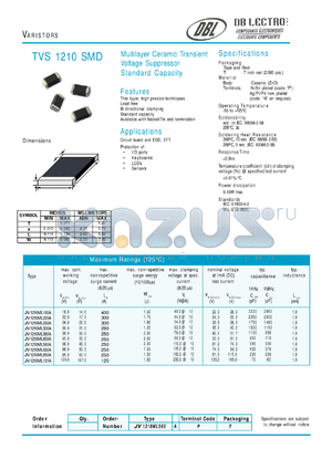 JV1210ML450A datasheet - VARISTORS (Multilayer Ceramic Transient Voltage Suppressor Standard Capacity)