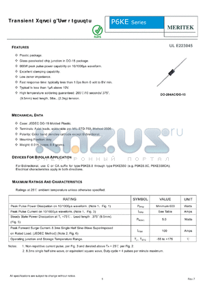 P6KE11CA datasheet - Transient Voltage Suppressors