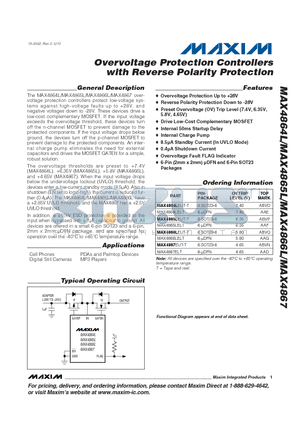 MAX4866LELT datasheet - Overvoltage Protection Controllers with Reverse Polarity Protection