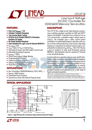 LTC3718 datasheet - Low Input Voltage DC/DC Controller for DDR/QDR Memory Termination