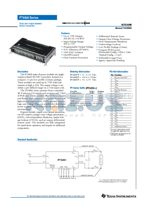 PT4402 datasheet - 75-W 48-V Input Isolated DC/DC Converter
