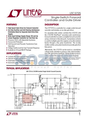 LTC3725EMSETR datasheet - Single-Switch Forward Controller and Gate Driver