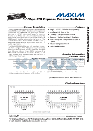 MAX4889A datasheet - 5.0Gbps PCI Express Passive Switches