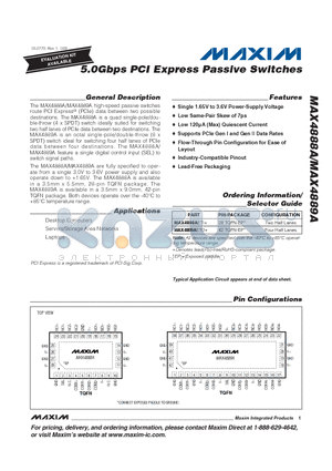 MAX4889AETO+ datasheet - 5.0Gbps PCI Express Passive Switches