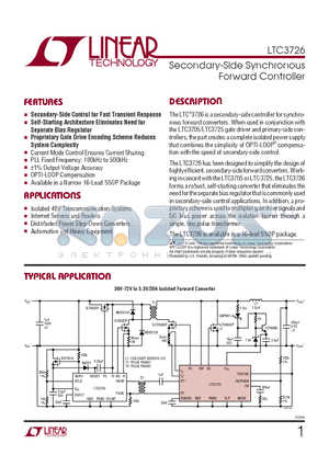 LTC3726IGN datasheet - Secondary-Side Synchronous Forward Controller