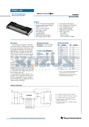 PT4472 datasheet - 100-W 30-A Programmable Isolated DC/DC Converter
