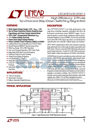 LTC3727-1 datasheet - High Efficiency, 2-Phase Synchronous Step-Down Switching Regulators
